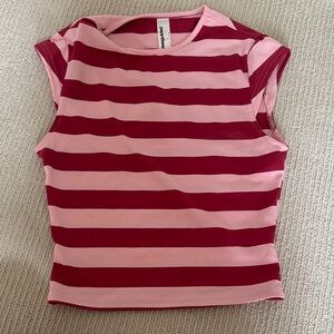 Missguided Bold Pink and Red Striped Top
